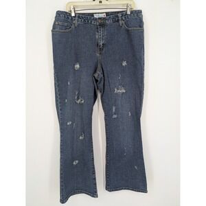L.A. Blues Rodeo Jeans Womens 3 Short Blue Distressed Denim Bootcut Stretch Y2K